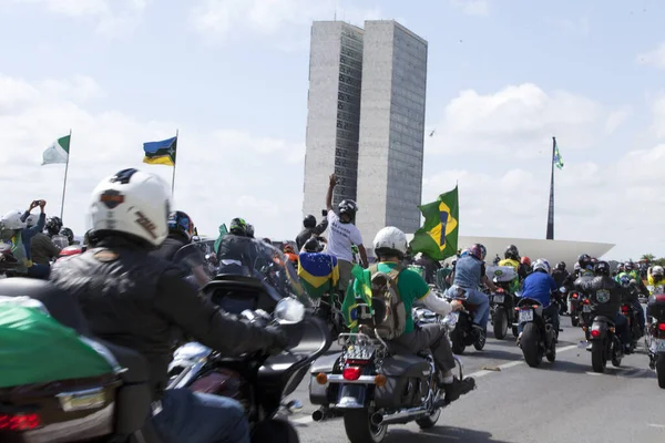 Bolsonaro Participa Passeio Moto Pelas Ruas Brasília Maio 2021 Brasília — Fotografia de Stock