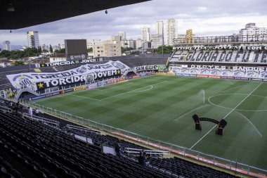11 Mayıs 2021, Santos, Brezilya: Salı gecesi Copa Libertadores da Futebol 2021 C Grubu 'nun dördüncü turu için geçerli olan Arjantinli Santos ve Boca Juniors arasındaki maçtan önce Vila Belmiro' nun genel görünümü (11))