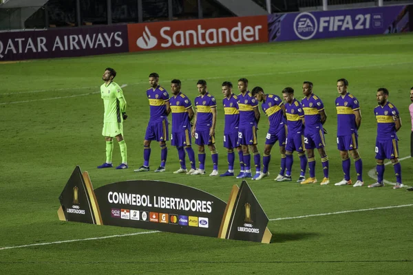 Santos 2021 リベルタドーレス Santos Boca Juniors サントスとボカ ジュニア アルゼンチン の試合中に入札し — ストック写真