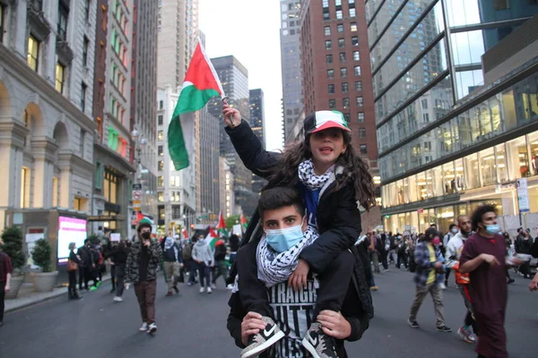 Svobodný Palestinský Protest New Yorku Května 2021 New York Usa — Stock fotografie