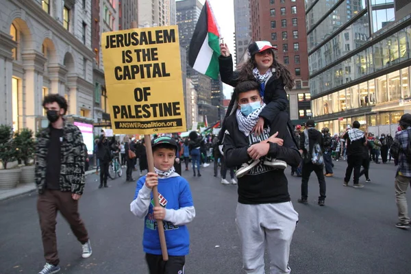 Protesto Livre Palestina Nova Iorque Maio 2021 Nova York Eua — Fotografia de Stock