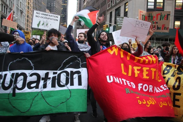 Wolny Protest Palestyński Nowym Jorku Maja 2021 Nowy Jork Usa — Zdjęcie stockowe