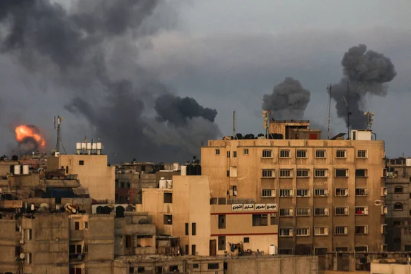 Israel Attacks Gaza May 2021 Palestine Gaza Explosions Fires Caused — Stock Photo, Image