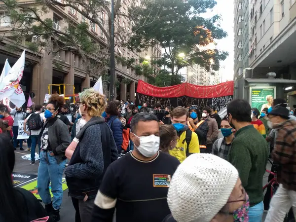 Siyahi Hareketler Sao Paulo Irkçılığı Şiddeti Protesto Ediyor Mayıs 2021 — Stok fotoğraf