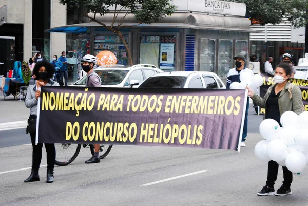 Nursing Professionals Protest Sao Paulo May 2021 Sao Paulo Brazil — Stock Photo, Image