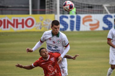 (Paulista Şampiyonası A2 serisi (ikinci lig) Portuguesa ve Audax arasında. 14 Mayıs 2021, Sao Paulo, Brezilya: Portekizli Raphael Luz, Portekiz ve Audax arasındaki maçta golü kutladı. 