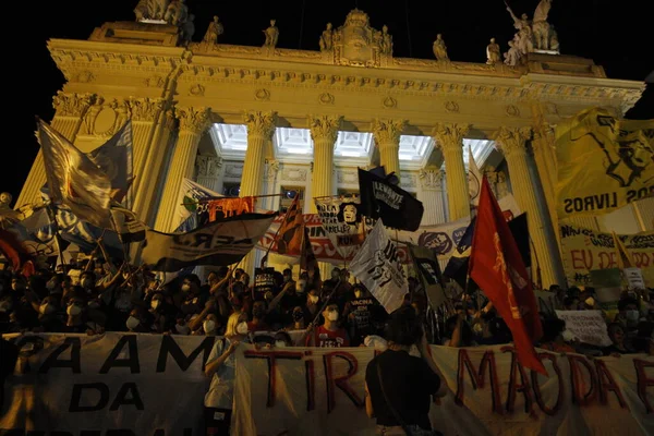 Protest Przeciwko Cięciu Funduszy Uniwersytecie Federalnym Rio Janeiro Maja 2021 — Zdjęcie stockowe