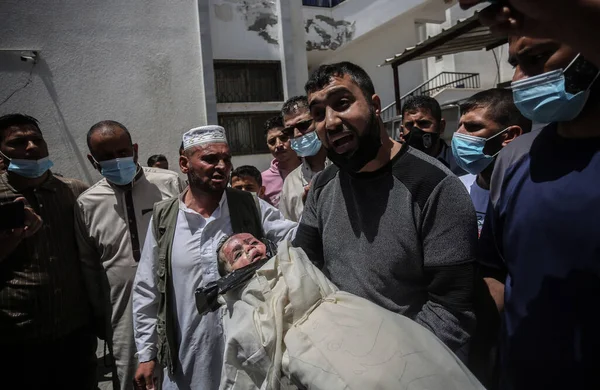 Funeral Palestinos Muertos Ataques Aéreos Israelíes Gaza Mayo 2021 Rafah —  Fotos de Stock