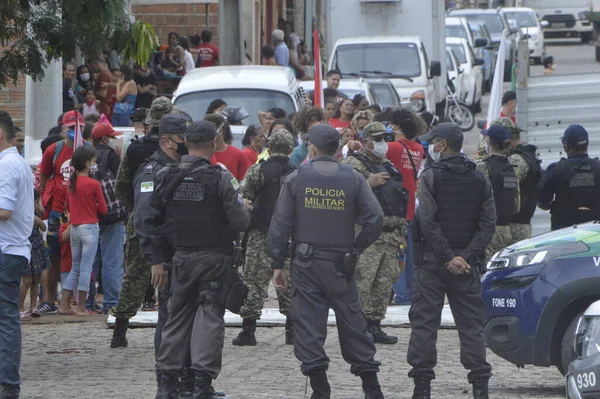 Natal 2021 Leverans Hus Protest Natals Borgmästare Alvro Dias Psdb — Stockfoto