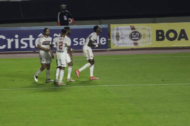 Sao Paulo, Paulista Futbol Şampiyonası 'nın yarı finalinde Mirassol' a karşı. 16 Mayıs 2021, Sao Paulo, Brezilya: 2021 Paulista Futbol Şampiyonası 'nın yarı finalinde Sao Paulo ile Mirassol arasında oynanan maç Morumbi Stadyumu' nda oynanacak.