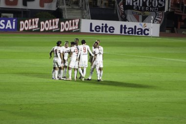 Sao Paulo, Paulista Futbol Şampiyonası 'nın yarı finalinde Mirassol' a karşı. 16 Mayıs 2021, Sao Paulo, Brezilya: 2021 Paulista Futbol Şampiyonası 'nın yarı finalinde Sao Paulo ile Mirassol arasında oynanan maç Morumbi Stadyumu' nda oynanacak.