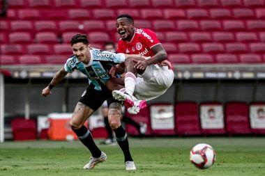Gaucho Futbol Şampiyonası finali için Internacional ve Gremio. 16 Mayıs 2021, Porto Alegre, Brezilya: Beira-Rio Stadyumu 'nda oynanan Gaucho Futbol Şampiyonası 2021 finali için geçerli olan Internacional ve Gremio arasındaki maç