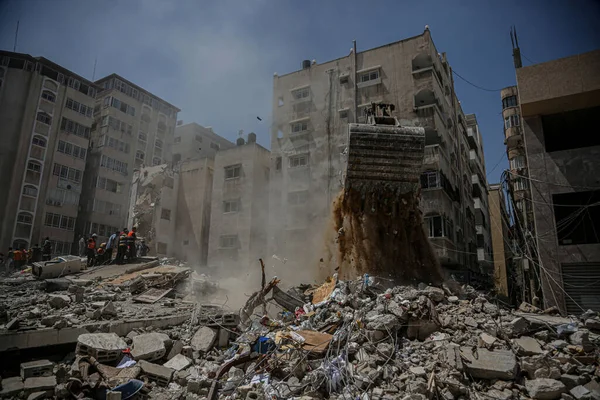 Recherches Pour Les Victimes Des Bombardements Gaza Mai 2021 Gaza — Photo