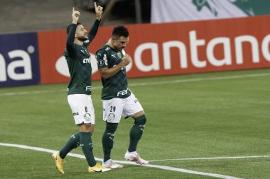 Palmeiras ve Defensa y Justicia arasındaki maç Libertadores. 18 Mayıs 2021, Sao Paulo, Brezilya: Defensa y Justicia 'dan koç Sebastian Beccacece, Palmeiras ve Defensa y Justicia (Arjantin) maçında)