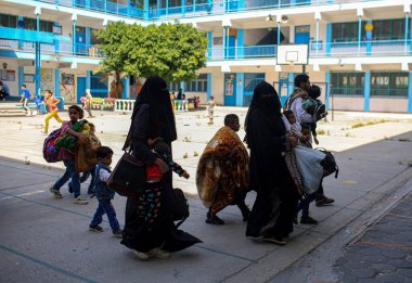 İsrail-Filistin çatışması. 18 Mayıs 2021. Rafah, Gazze, Filistin Toprakları: Filistin Mülteciler İçin Birleşmiş Milletler Yardım ve Çalışma Ajansı 'na (UNRWA)