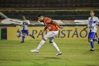 (A2 Paulista için Agua Santa ve Portuguesa arasındaki maç. 18 Mayıs 2021, Sao Paulo, Brezilya: Portekiz ve Agua Santa arasındaki maç, Paulista A2 Futbol Şampiyonası (ikinci lig) için geçerlidir.