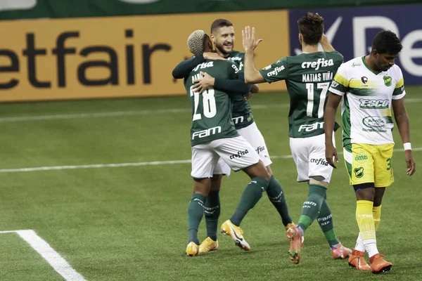 Jogo Entre Palmeiras Defensa Justicia Libertadores Maio 2021 São Paulo — Fotografia de Stock