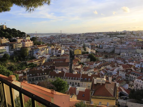 May 2021 Lisbon Portugal Tourists Enjoy Sunset Miradouro Graca One — Stock Photo, Image