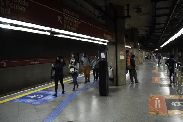 Sao Paulo Strike Subway 2021年5月19日 ブラジル サンパウロ 今週水曜日の真夜中に地下鉄労働者がストライキを行い 合意によって得られた権利の給与調整と維持を要求する — ストック写真