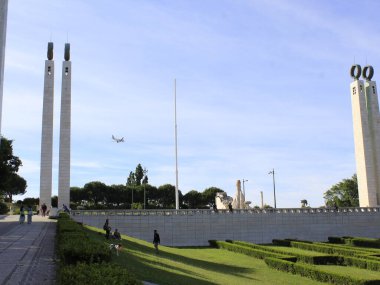 20 Mayıs 2021, Lizbon, Portekiz: Portekiz başkenti ve Tagus Nehri 'nin inanılmaz manzarasını sunan Lizbon' daki Eduardo VII Park 'ta hareket