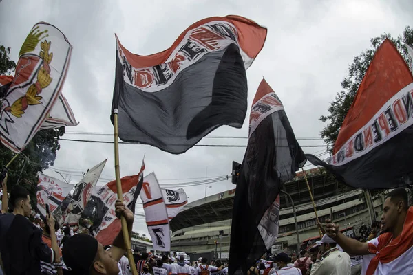 Maio 2021 São Paulo Brasil Torcedores São Paulo Provocam Uma — Fotografia de Stock