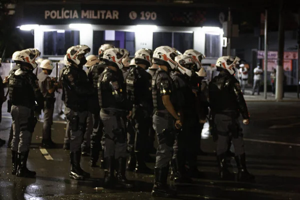 Confrontation Entre Les Fans Sao Paulo Police Militaire Après Finale — Photo