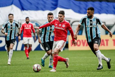 Gaucho Şampiyonası: Gremio - Internacional, 23 Mayıs 2021, Porto Alegre, Brezilya: Bu Pazar Porto Alegre 'deki Arena do Gremio, Porto Alegre' de oynanan 2021 Gaucho Şampiyonası finali için geçerli olan Gremio ve Internacional arasındaki maç).