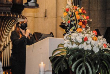  Başkan Bruno Covas 'ın ölümünün yedinci günü. 22 Mayıs 2021, Sao Paulo, Brezilya: Sao Paulo, Sao Paulo 'daki Katedral Se' de Belediye Başkanı Bruno Covas 'ın (PSDB) ölümü için düzenlenen Yedinci Gün Ayinine aile üyeleri, arkadaşlar ve yetkililer katıldı.