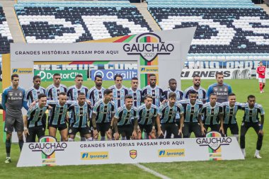 Gaucho Şampiyonası: Gremio - Internacional, 23 Mayıs 2021, Porto Alegre, Brezilya: Bu Pazar Porto Alegre 'deki Arena do Gremio, Porto Alegre' de oynanan 2021 Gaucho Şampiyonası finali için geçerli olan Gremio ve Internacional arasındaki maç).