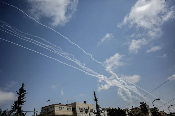 Rakety Odpálené Gazy Směrem Izraeli Května 2021 Palestina Gazy Ukaž — Stock fotografie