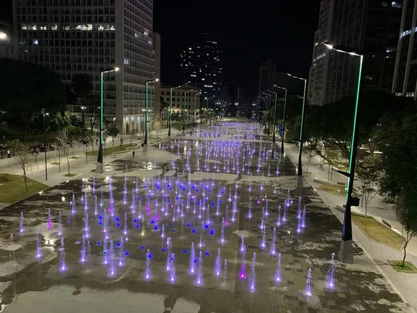 Anhangabau Vadisini Aydınlatan Özel Işıklar Mayıs 2021 Sao Paulo Brezilya — Stok fotoğraf