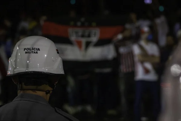 Confrontation Entre Les Fans Sao Paulo Police Militaire Après Finale — Photo