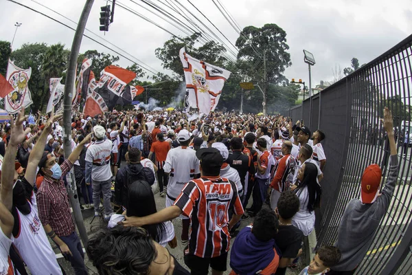 Maggio 2021 San Paolo Brasile Tifosi San Paolo Provocano Una — Foto Stock