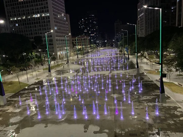 Anhangabau Vadisini Aydınlatan Özel Işıklar Mayıs 2021 Sao Paulo Brezilya — Stok fotoğraf
