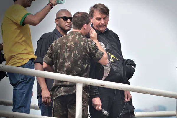 Presidente Bolsonaro Durante Protesto Com Apoiantes Rio Janeiro Maio 2021 — Fotografia de Stock