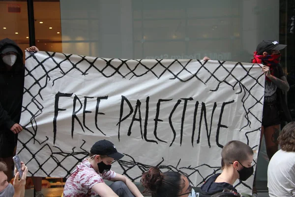 New York Moma Önünde Özgür Filistin Protestosu Mayıs 2021 New — Stok fotoğraf