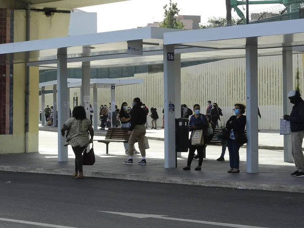 Stort Passagerarflöde Campo Grande Busstation Maj 2021 Lissabon Portugal Stort — Stockfoto