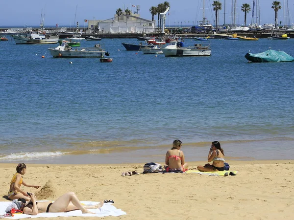 Bathers Movement Ribeira Beach Portugal May 2021 Cascais Portugal Bathers — Stock Photo, Image