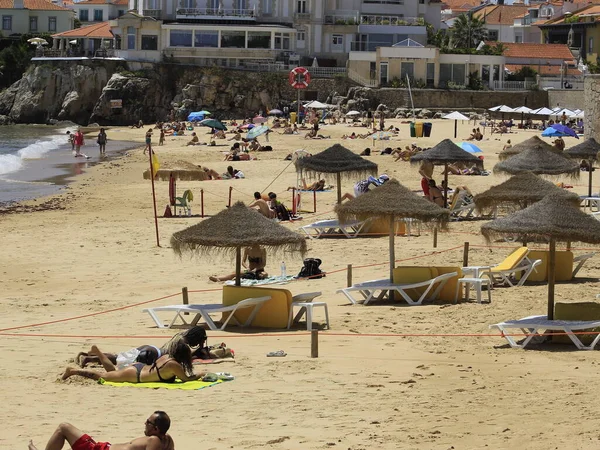 Рух Купців Пляжі Рібейра Португалія Травня 2021 Року Каскаїс Португалія — стокове фото