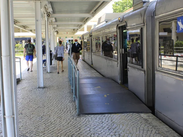 Train Travel Lisbon Cascais Portugal May 2021 Lisbon Portugal Travel — Stock Photo, Image