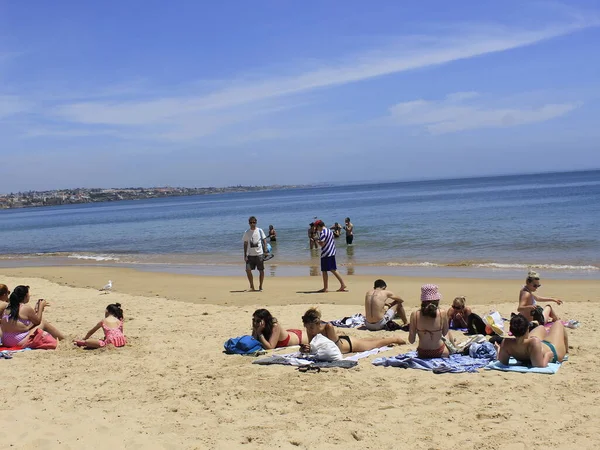 Fürdők Mozgalom Ribeira Strandon Portugáliában Május 2021 Cascais Portugália Bathers — Stock Fotó