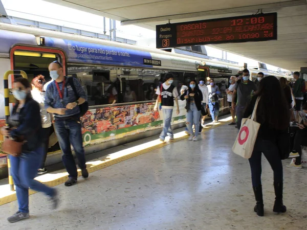 Tågresor Från Lissabon Till Cascais Portugal Maj 2021 Lissabon Portugal — Stockfoto