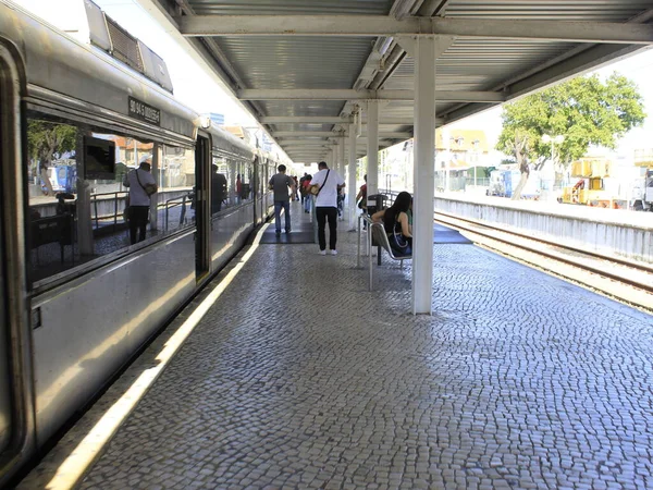 Tren Călătorie Lisabona Cascais Portugalia Mai 2021 Lisabona Portugalia Călătoriți — Fotografie, imagine de stoc