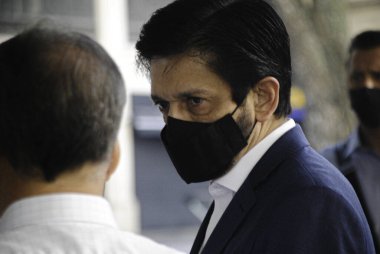 Sao Paulo Belediye Başkanı Covid-19 'a karşı aşılara katılıyor. 28 Mayıs 2021, Sao Paulo, Brezilya: 40 yaşın üzerindeki komorbiti ve BPC 'de kalıcı engelli insanlar için Covid-19 aşısının başlangıcı