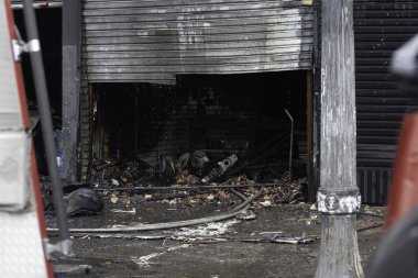Sao Paulo 'da yangın. 29 Mayıs 2021, Sao Paulo, Brezilya: İtfaiyeciler Sao Paulo şehir merkezindeki Av Rio Branco 'da bir motosiklet ticari mağazasında yangınla mücadele ediyorlar. Kimse yaralanmadı.