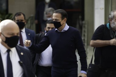 Sao Paulo valisi Joao Doria 'nın katıldığı bir etkinliğe katılmak için Covid-19 tanı testi. 27 Mayıs 2021, Sao Paulo, Brezilya: Tüm katılımcıların güvenliği ve sağlığını sağlamak için Covid-19 'un Teşhis Testi