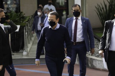 Sao Paulo valisi Joao Doria 'nın katıldığı bir etkinliğe katılmak için Covid-19 tanı testi. 27 Mayıs 2021, Sao Paulo, Brezilya: Tüm katılımcıların güvenliği ve sağlığını sağlamak için Covid-19 'un Teşhis Testi