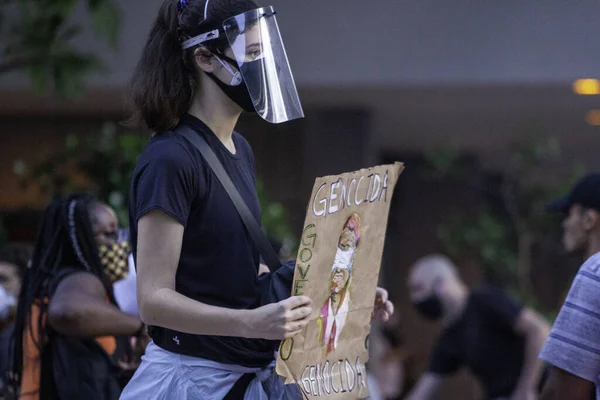 Protest Bolsonaro Governmentin Porto Alegre May 2021 Porto Alegre Brazil — Stock Photo, Image