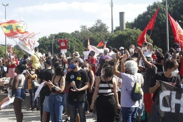 Rio Daki Popüler Hareketler Mayıs 2021 Fora Bolsonaro Için Protesto — Stok fotoğraf