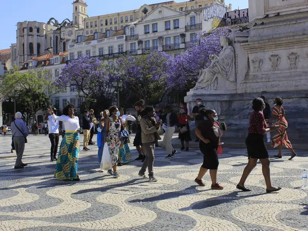 Открытие Туризма Лиссабоне Мая 2021 Года Лисбон Португалия Движение Людей — стоковое фото